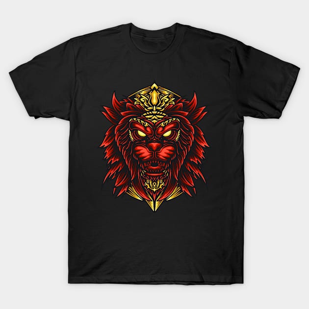 Lion King Head Illustration Artwork T-Shirt by Excela Studio